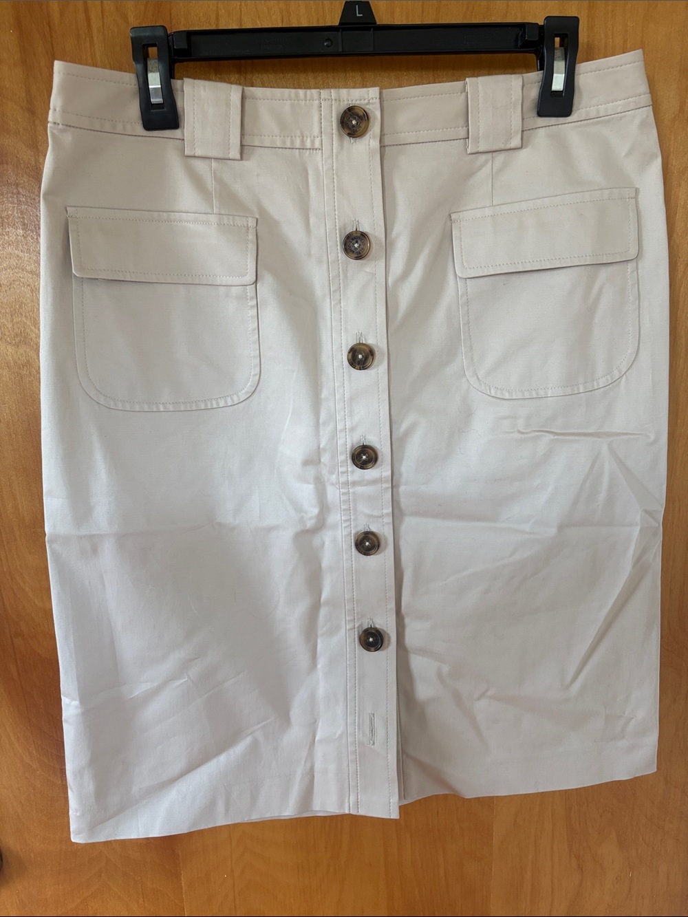 Brooks Brothers 346 Cream Button-Front Pencil Skirt